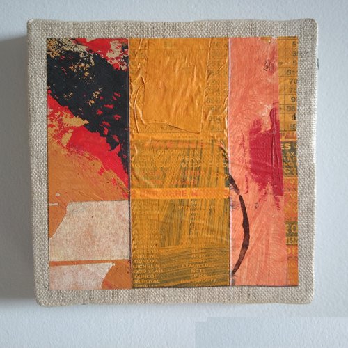 Mini cadre décoratif - peinture abstraite - collage - m138