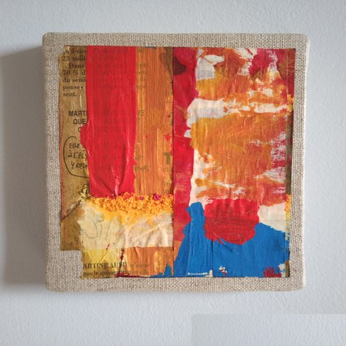 Mini cadre décoratif - peinture abstraite - collage - m140