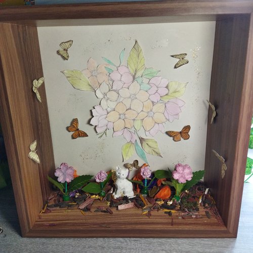 Tableau de fleurs et papillons