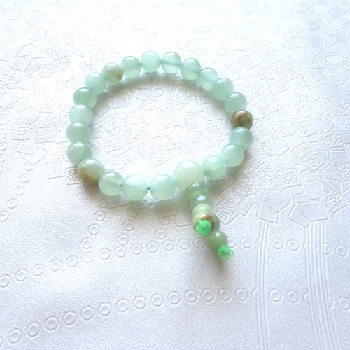 Bracelet perle jade vert, bijoux fantaisie originaux femme, bracelet pierre, pierre verte, bijoux mala, varja, tibetain