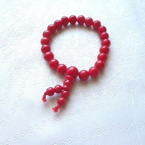 Bracelet perle en pierre rouge, jade rouge, bijoux mala, bijoux bohème, idée cadeau, cadeau petit  prix, livraison offerte france