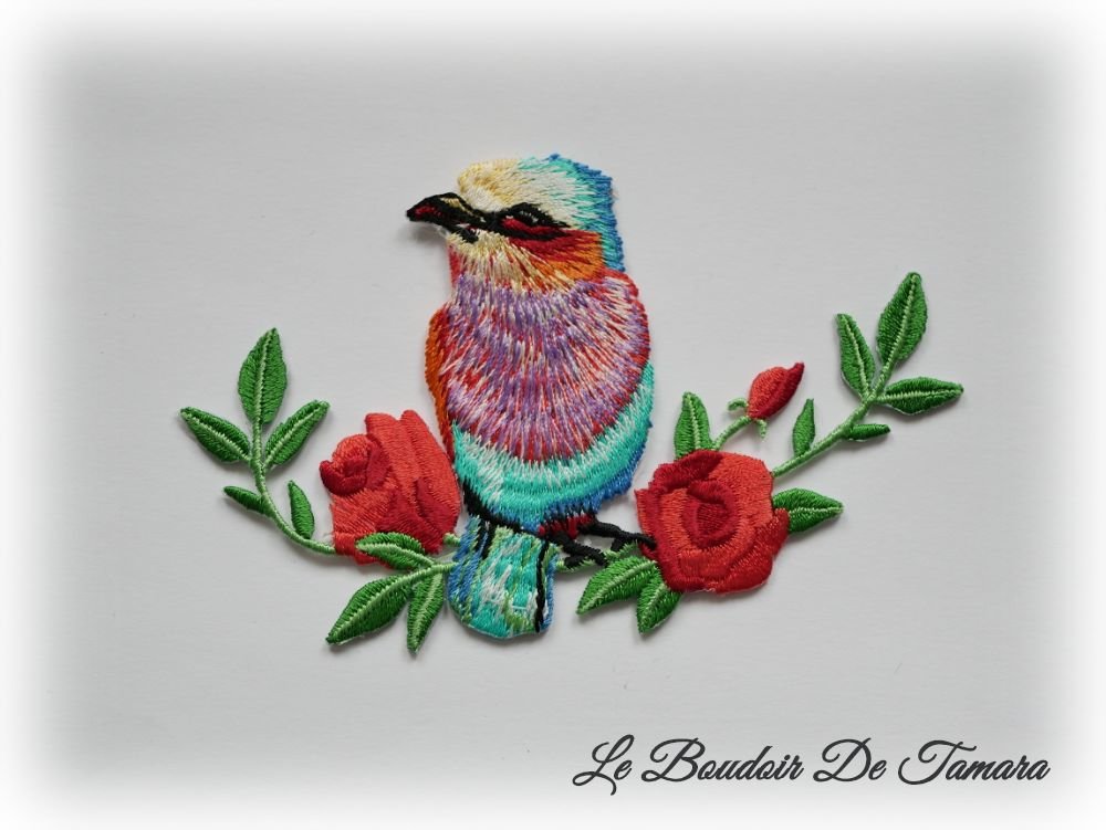 Ecusson brodé Oiseau Iron-On Embroidered patch Bird 7,5 cm