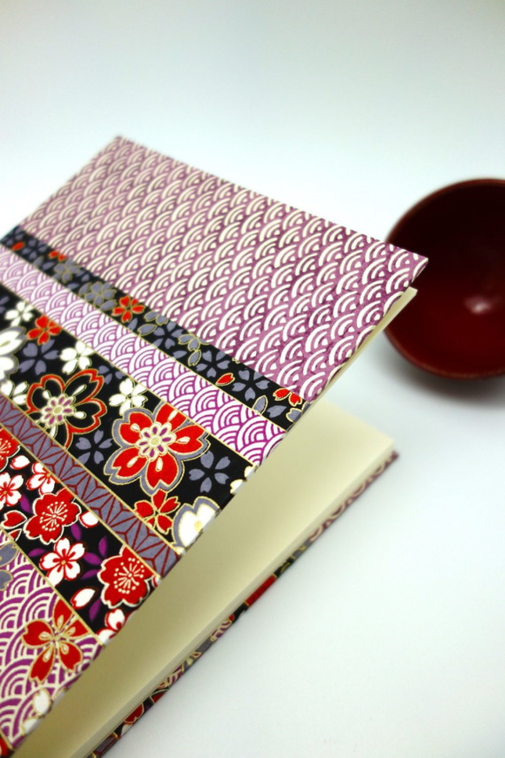 Boîte de rangement en bois bambou recouverte de papier japonais washi