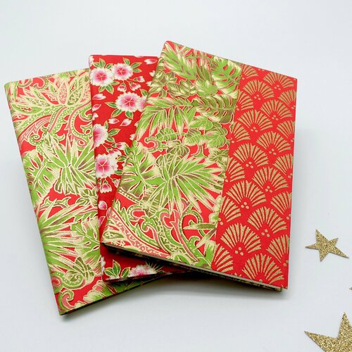 Carnet de note monstera, petit cahier papier japonais rouge, carnet  d'écriture jungle zen, journal de bord japon, petit cadeau vert et or - Un  grand marché