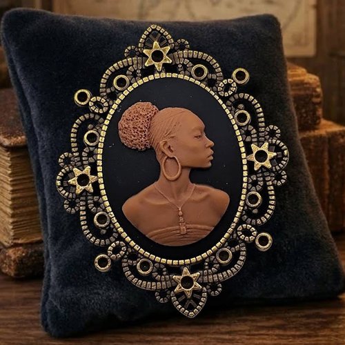 Broche portrait afro – cadeau unique pour femme noire – style baroque chic