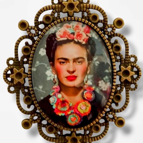 Broche baroque gothique mexicain – muse féminine – bijou symbolique frida.