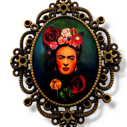 Camée baroque gothique -talisman féminin artistique - portrait de frida.