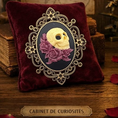 Broche camée catrina baroque victorien - portrait gothique et relique poétique.