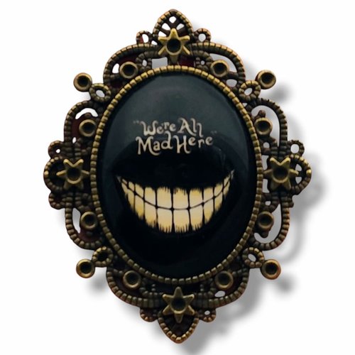 Broche " ombre du pays des merveilles - bijou gothique chat cheshire - style conte victorien.