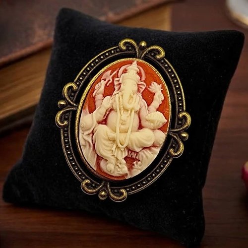 Broche camée ganesh - bijou divinité indienne  - style sacré & ésotérique chic