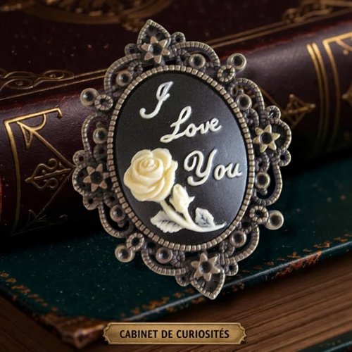 Broche florale rose romantique - camée botanique poétique - symbole amoureux.