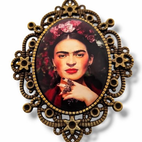 Broche talisman féminin artisanal – inspiration frida – cadeau symbolique "art à porter".