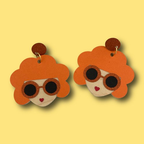 Boucles d’oreilles originales, ambre girly orange - bijoux faits main en papier cartonné