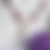 Collier pendentif nacre-verre violet et blanc modèle "sphère"