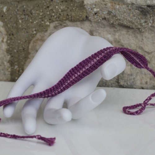 Bracelet brésilien en coton dmc crocheté main violet et rose modèle "belém"