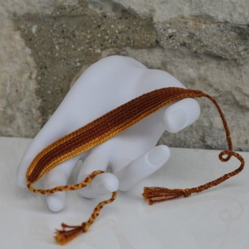 Bracelet brésilien en coton dmc crocheté main en dégradé de marron modèle "sao gonçalo"