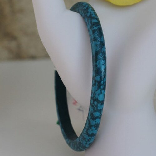 Bracelet bois peint main turquoise modèle "python"