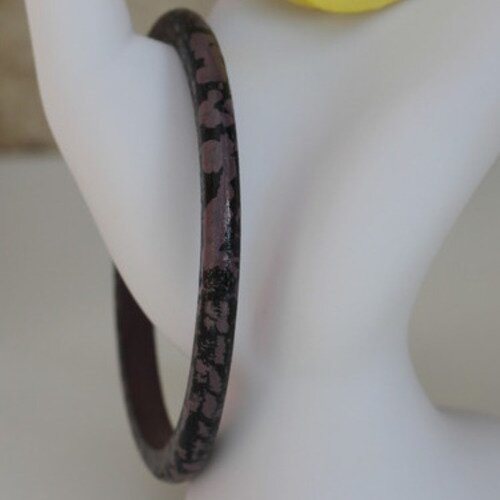 Bracelet bois "peint main" noir et buvard modèle "cobra"