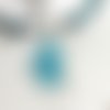Ras-du-cou pendentif verre-eau douce-nacre-cristal dans un dégradé de bleu modèle "scalaire"