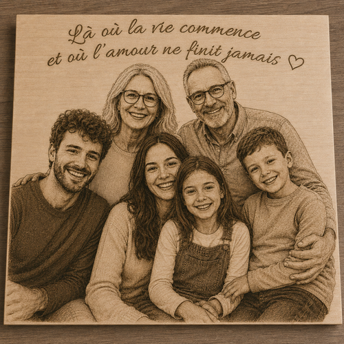 Panneau bois gravé