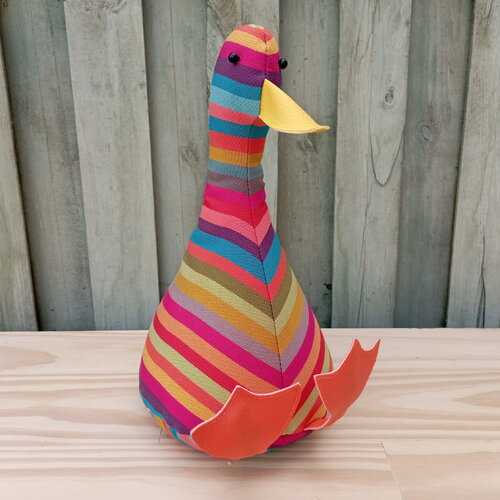 Arrêt de porte/serre-livres le cool canard. toile rayée multicolore, remplissage facile soi-même
