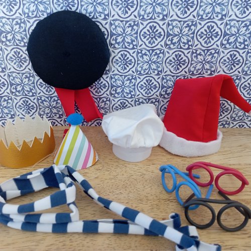 Lot d'accessoires pour arret porte le cool canard - mini accessoires, chapeaux, lunettes, echarpes