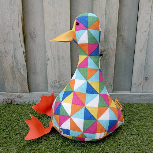 Arrêt de porte/serre-livres le cool canard. toile coton triangles multicolore, remplissage facile soi-même