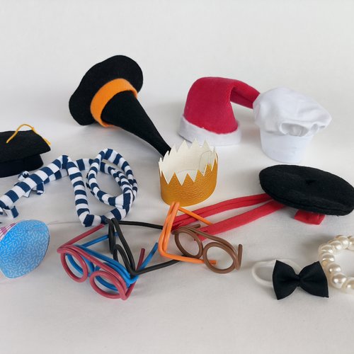 Mini accessoires pour arret de porte le cool canard, mini chapeau, mini lunettes, toque, beret