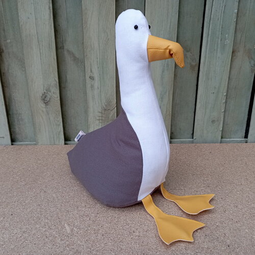 Arrêt de porte/serre-livres eddie la mouette pour remplir facile soi-même. gris et blanc