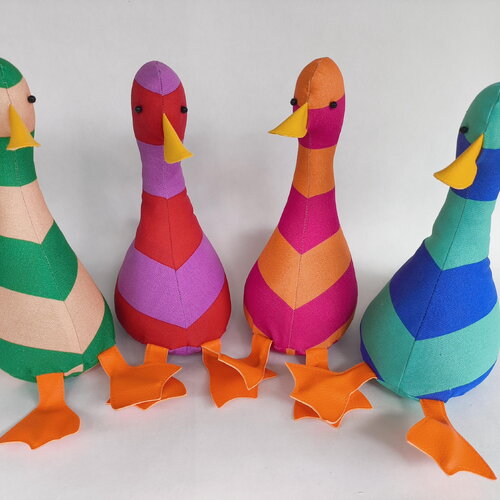 Arrêt de porte/serre-livres le cool canard. toile rayé, couleurs vif, remplissage facile soi-même