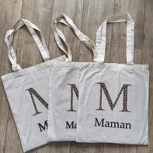 Tote bag majuscule léopard