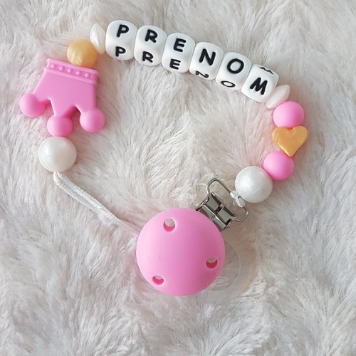 Attache tétine personnalisé couronne fille