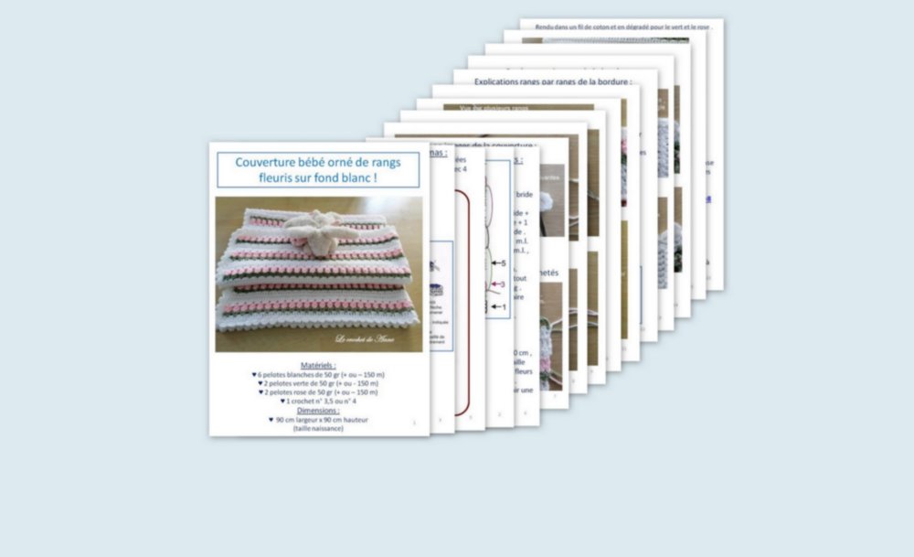 Pdf Crochet Couverture Bebe Orne De Jolis Rangs Fleuris Avec Seulement 3 Points Crochet Facile A Realiser Un Grand Marche