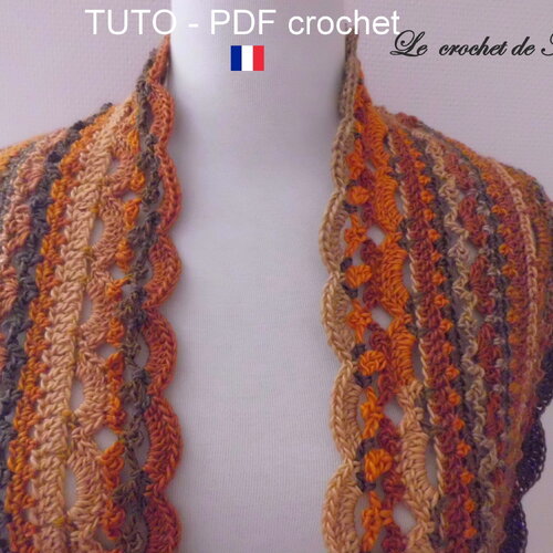 Tuto crochet - snood circulaire 2 tours aux jolis motifs dentelle, facile à réaliser, tuto en francais !