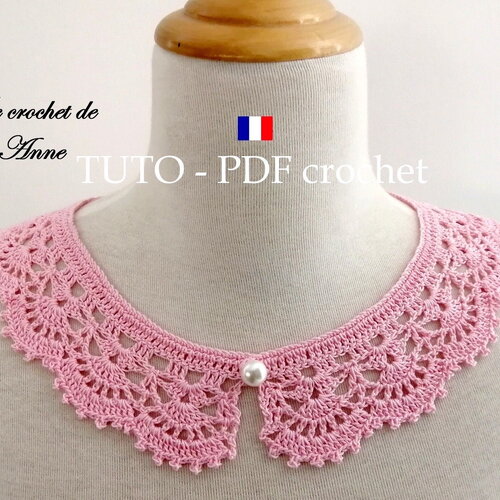 Tuto crochet - col romantique, col bohème orné de jolis motifs en éventail , facile à réaliser, tuto en francais !