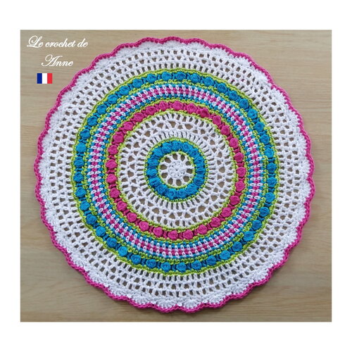 Tuto crochet - mandala aux rangs colorés, fleur bohème, mandala centre de table, african flower, facile à réaliser, tuto en francais  !