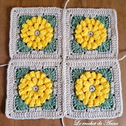 Tuto crochet : comment assembler les carrés entre eux, méthode en maille coulée, photos à chaque rang, tuto en francais !