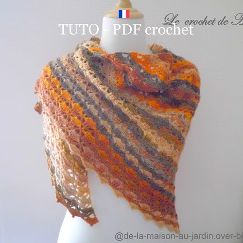 Tuto crochet - châle aux jolis motifs dentelle, facile avec seulement 3 points crochet, tuto en francais !