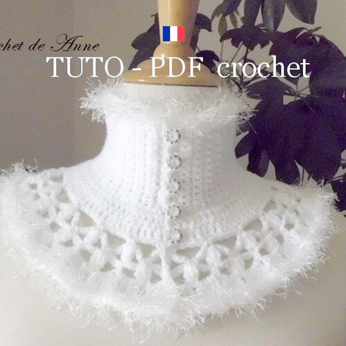 Tuto crochet - tour de cou , de style victorien orné de bordures fourrure , facile à réaliser , tuto en français !