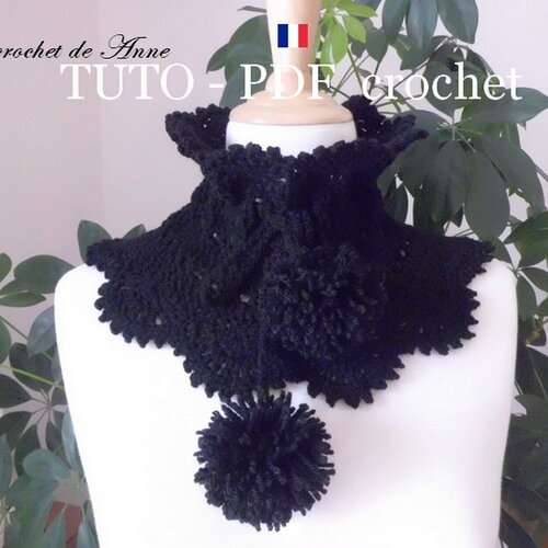 Tuto crochet - snood / tour de cou orné de pompons, facile à réaliser, tuto en francais  !