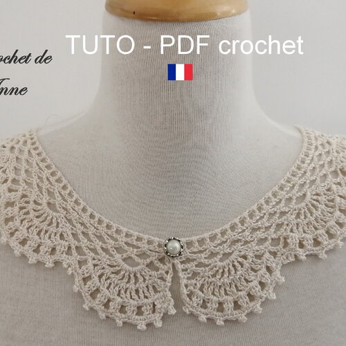 Tuto crochet - col romantique, col bohème aux jolis motifs dentelle, facile à réaliser, tuto en francais !