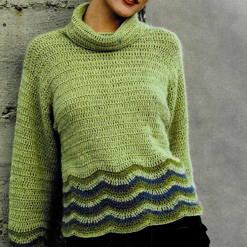 Modèle pull laine, motif zig zag, taille 34/36, 40/42, 52/54, explications et grilles en français, pdf crochet vintage francais