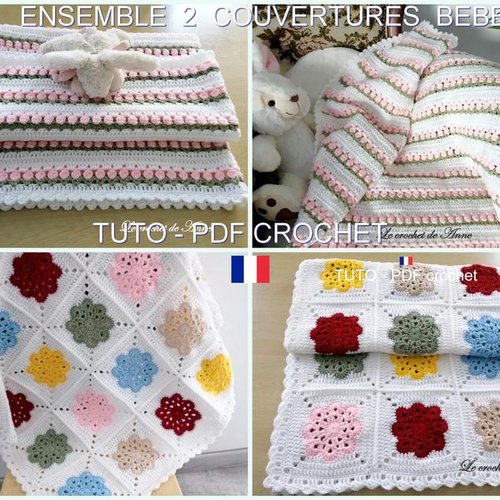 Ensemble De 2 Pdf Crochet Couverture Bebe Un Grand Marche