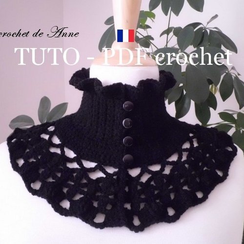 Tuto crochet - tour de cou de style victorien , orné de bordures ondulées , facile à réaliser !