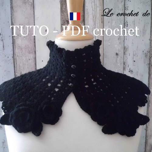 Tuto crochet - tour de cou de style japonisant , orné de belles petites fleurs , facile à réaliser !