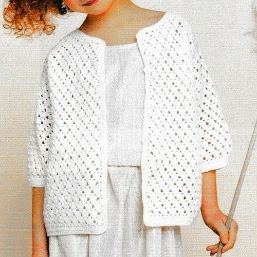 Modèle gilet fille laine acrylique, taille 4, 6, 8, 10, 12 ans, explications et grilles claires , pdf crochet vintage !