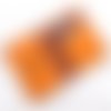 Mini-portefeuille en cuir mandarine couture orange