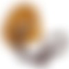Mini-bourse en cuir safran lacet marron avec son bouton en bois bo622