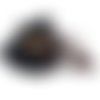 Mini-bourse en cuir noir lacet marron avec son bouton en bois bo619