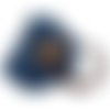 Mini-bourse en cuir bleu lacet marron avec son bouton en bois bo620